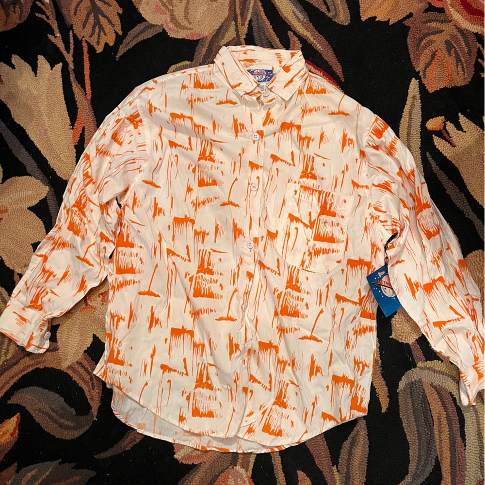 Men's Orange Patterned cotton Shirt